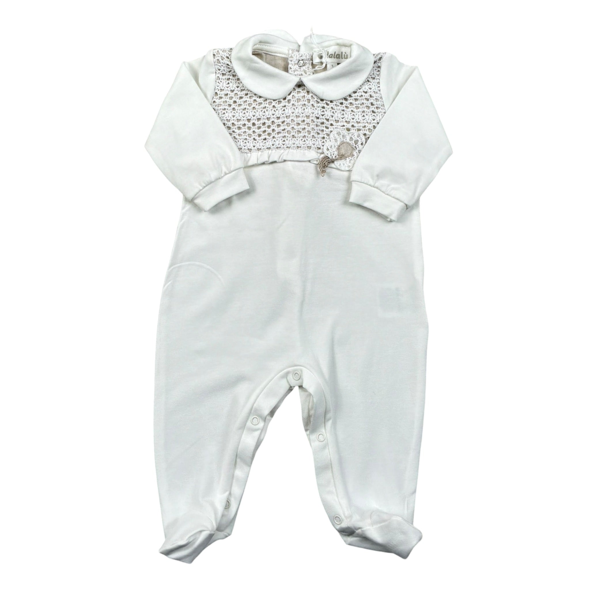 Lalalu' Tutina tinta unita Traforata Bianco per Neonata TJL11P BIANCO LALALU' 