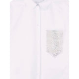 Lanvin Camicia Mezza Manica Tinta Unita con Stampa per Bambina N30196 BIANCO LANVIN 
