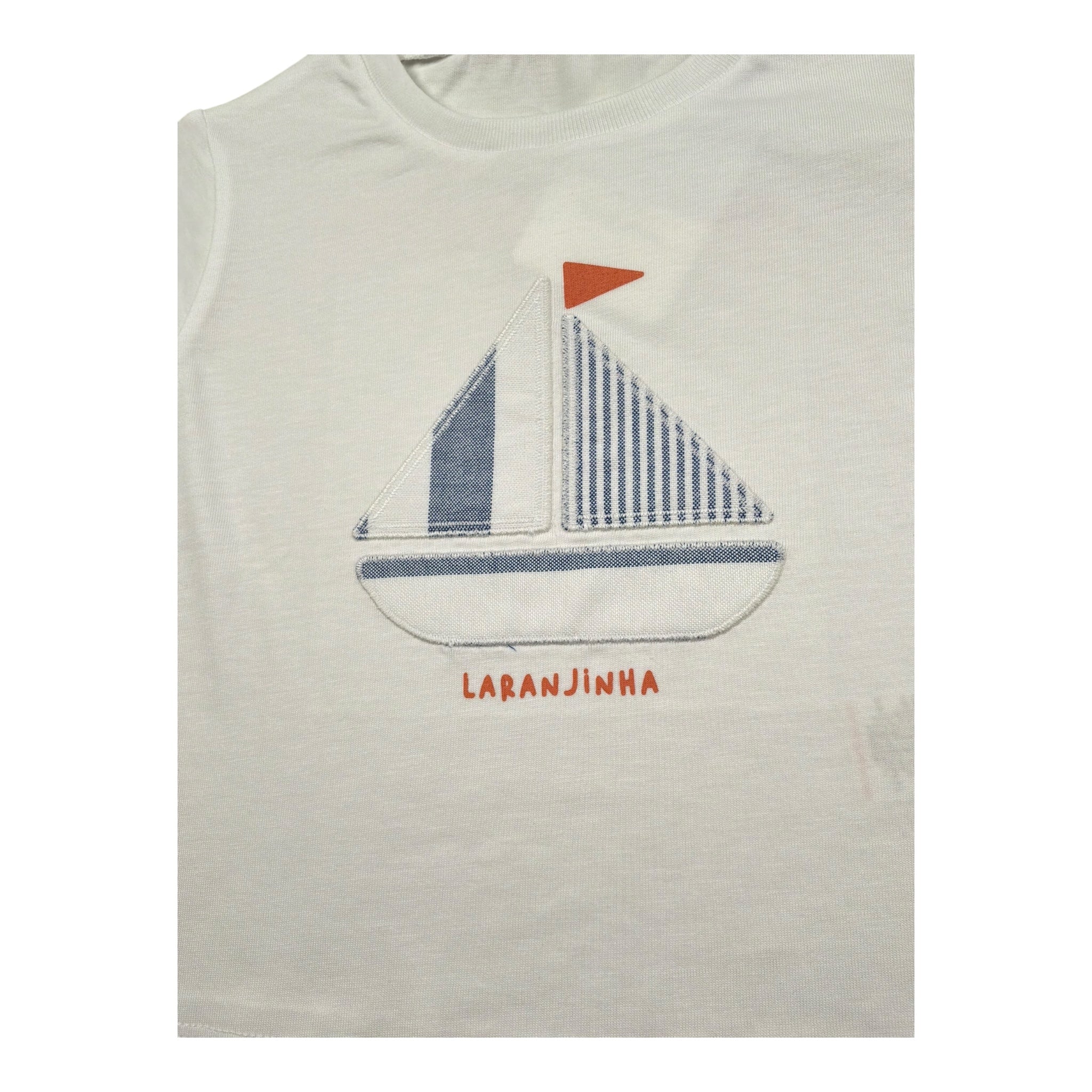 Laranjinha T-Shirt Girocollo Tinta Unita con Stampa per Neonato 92907V5840A61 BIANCO LARANJINHA 