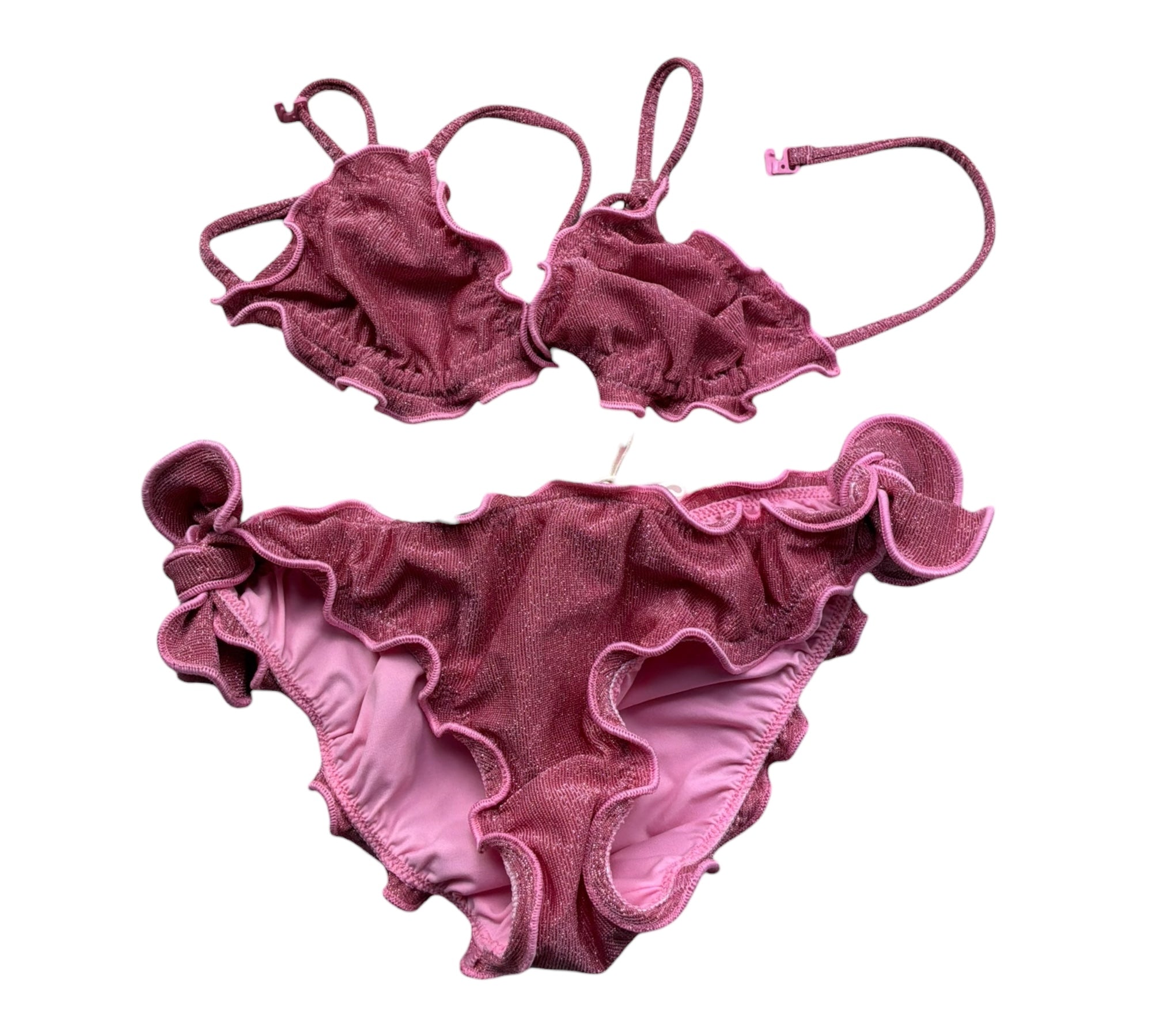 Saint Barth Costume 2 Pezzi Triangolo-Mutandina Lurex per Bambina CRIS001 ROSA SAINT BARTH 