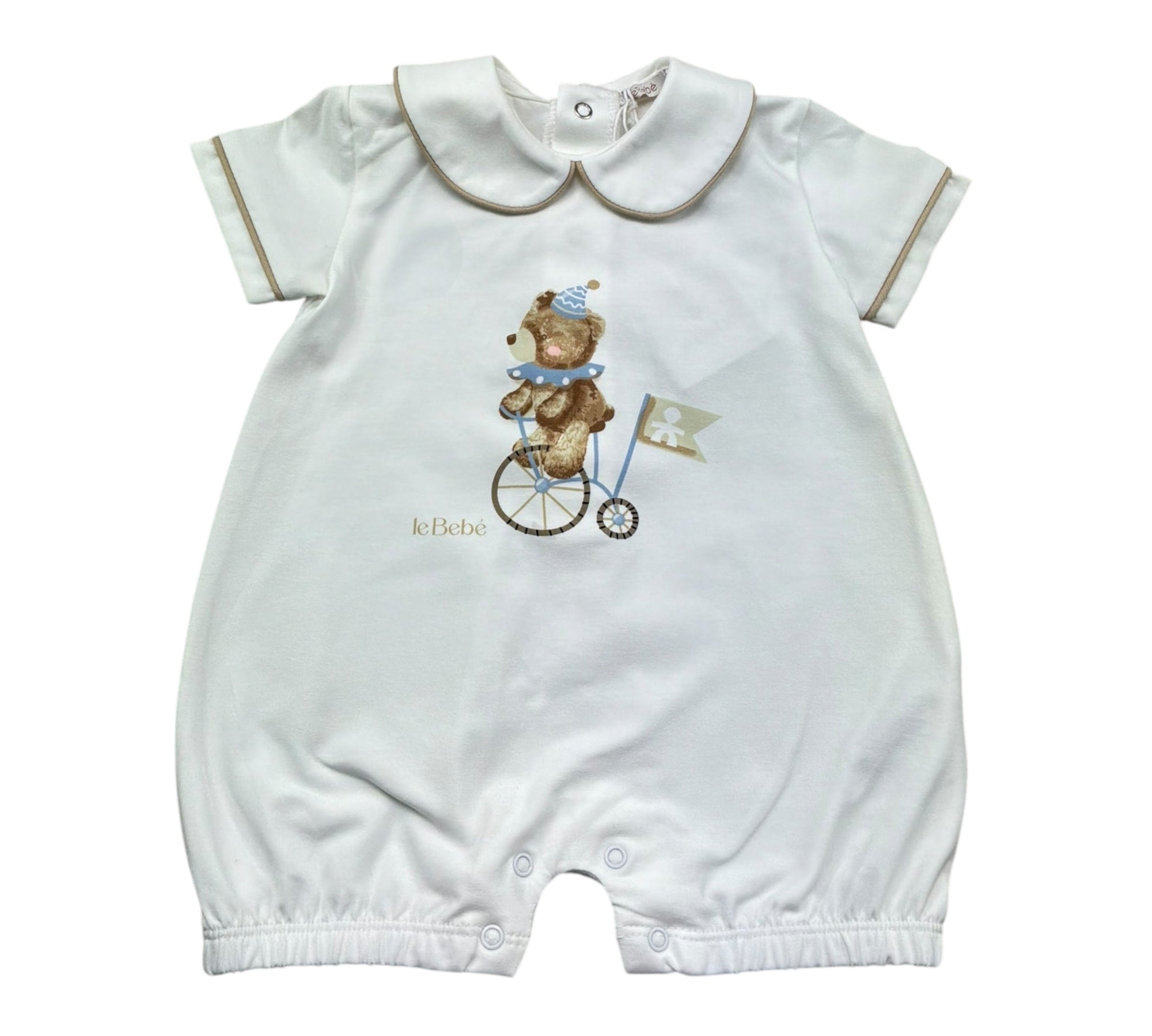Le Bebe Pagliaccetto Mezza Manica Tinta Unita con Stampa per Neonato LBB5288 BIANCO LE BEBE 