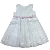 Le Bebe Abito Giromanica Tinta Unita con Ricami per Neonata LBG0667 BIANCO LE BEBE 