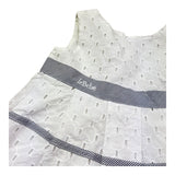 Le Bebe Abito Giromanica Tinta Unita con Ricami per Neonata LBG0692 BIANCO LE BEBE 