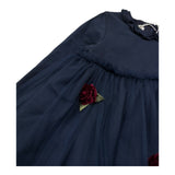 Le Bebe Abito Manica Lunga Tinta Unita con Tulle per Neonata LBG1122 BLU LE BEBE 