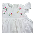 Le Bebe Abito Mezza Manica Tinta Unita con Ricami per Neonata LBG6254 BIANCO LE BEBE 