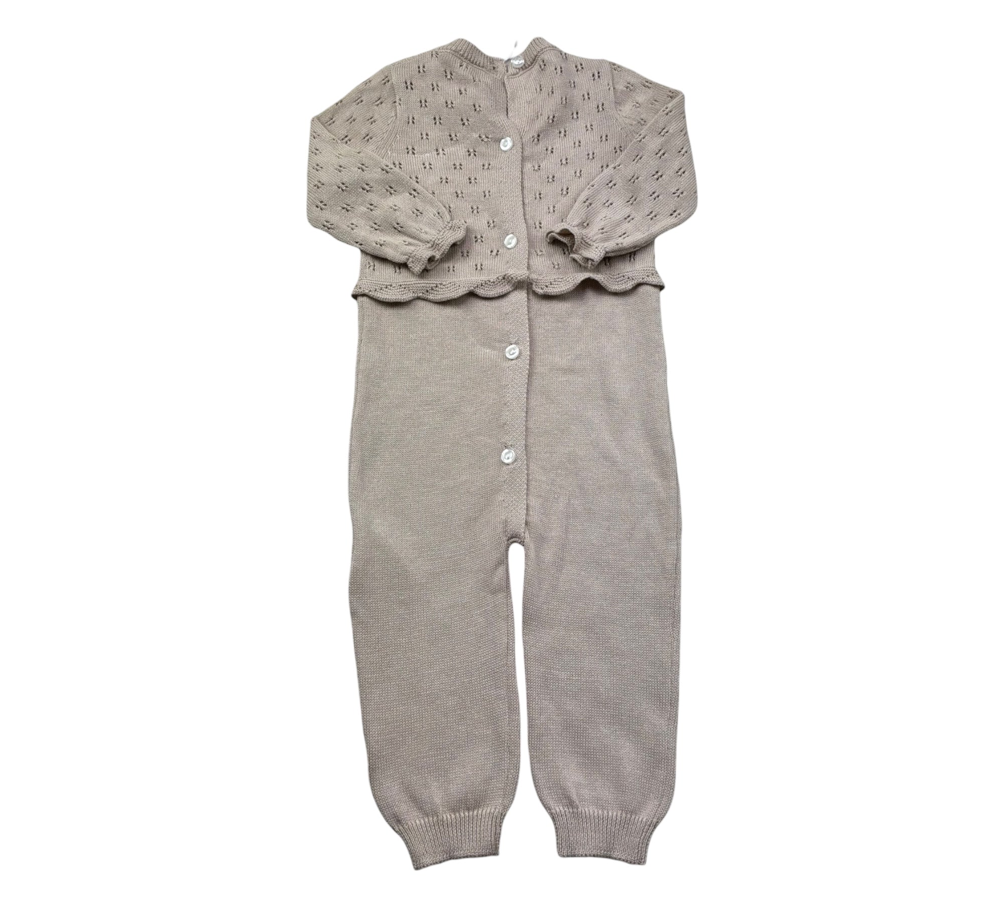 Le Bebe Tutina Manica Lunga Tinta Unita con Trafori per Neonata LBG6267 BEIGE LE BEBE 