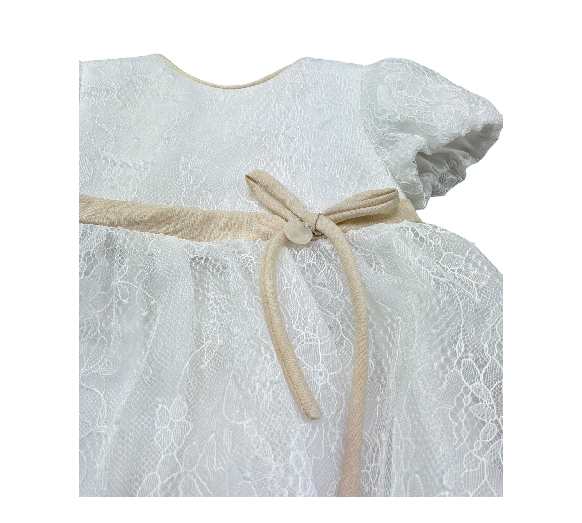 Le Bebe Abito Mezza Manica Cerimoniale Tinta Unita per Neonata LBG6325 BIANCO LE BEBE 