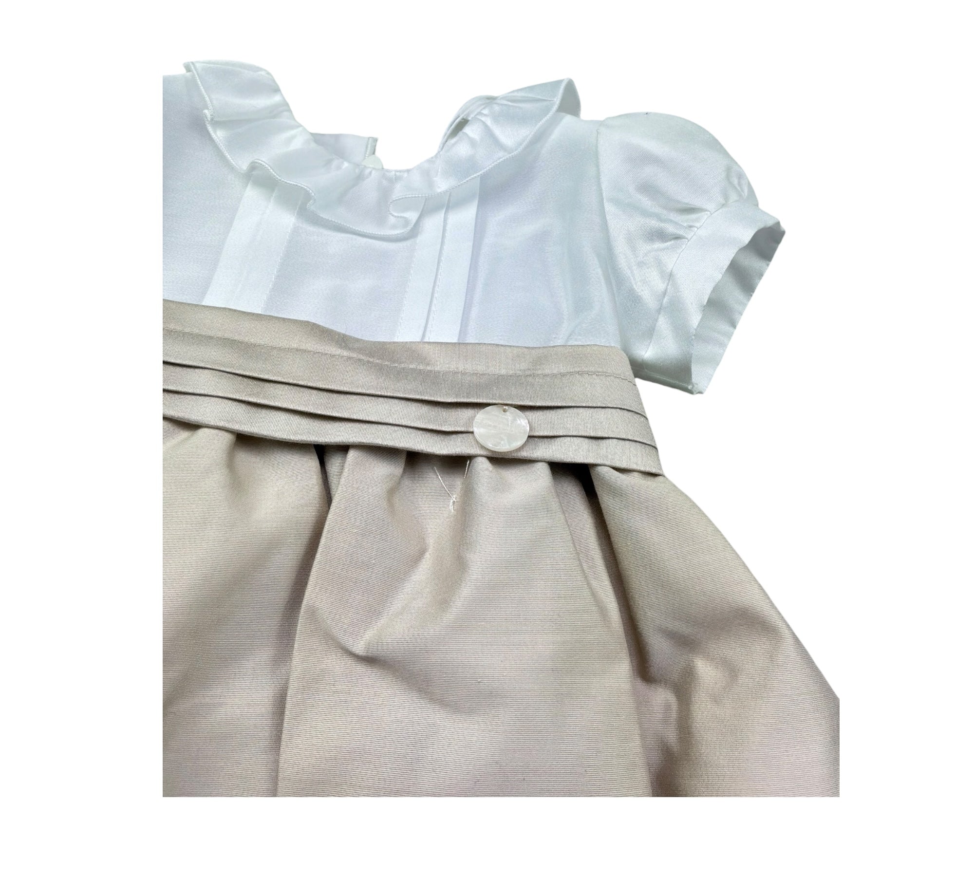 Le Bebe Abito Mezza Manica Bicolore per Neonata LBG6327 BIANCO/BEIGE LE BEBE 