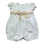 Le Bebe Pagliaccetto Mezza Manica Tinta Unita con Ricami per Neonata LBG6337 BIANCO LE BEBE 