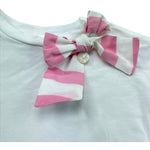 Le Bebe T-Shirt Girocollo Tinta Unita con Fiocco Modello Crop per Neonata LBG6427 BIANCO LE BEBE 