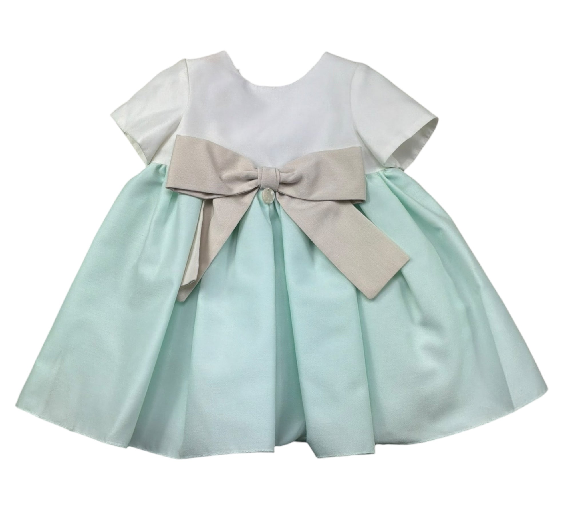 Le Bebe Abito Mezza Manica Bicolore per Neonata LBG6431 BIANCO/VERDE ACQUA LE BEBE 