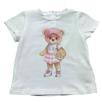 Le Bebe T-Shirt Girocollo Tinta Unita con Stampa per Neonata LBG6440 BIANCO LE BEBE 