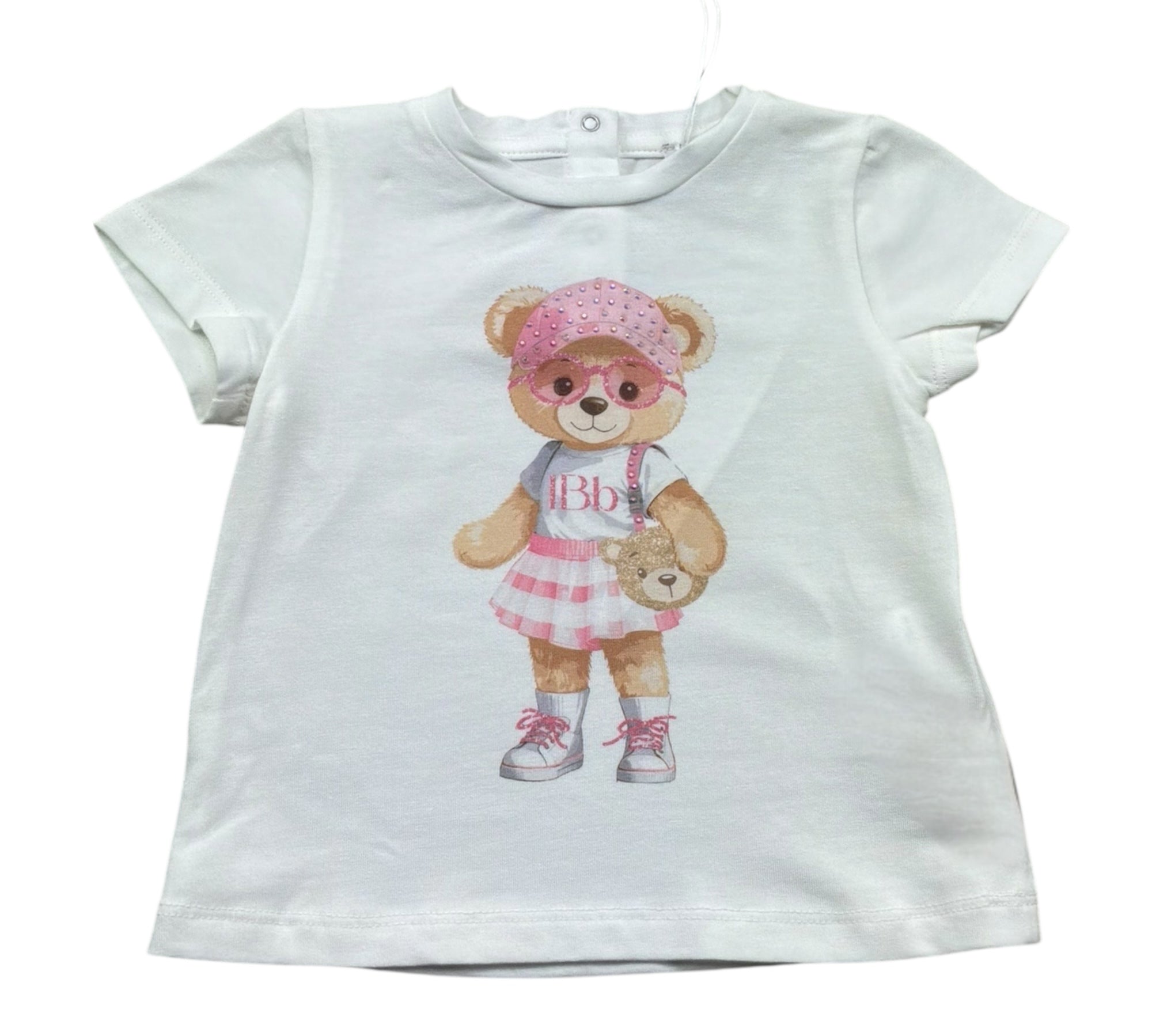 Le Bebe T-Shirt Girocollo Tinta Unita con Stampa per Neonata LBG6440 BIANCO LE BEBE 