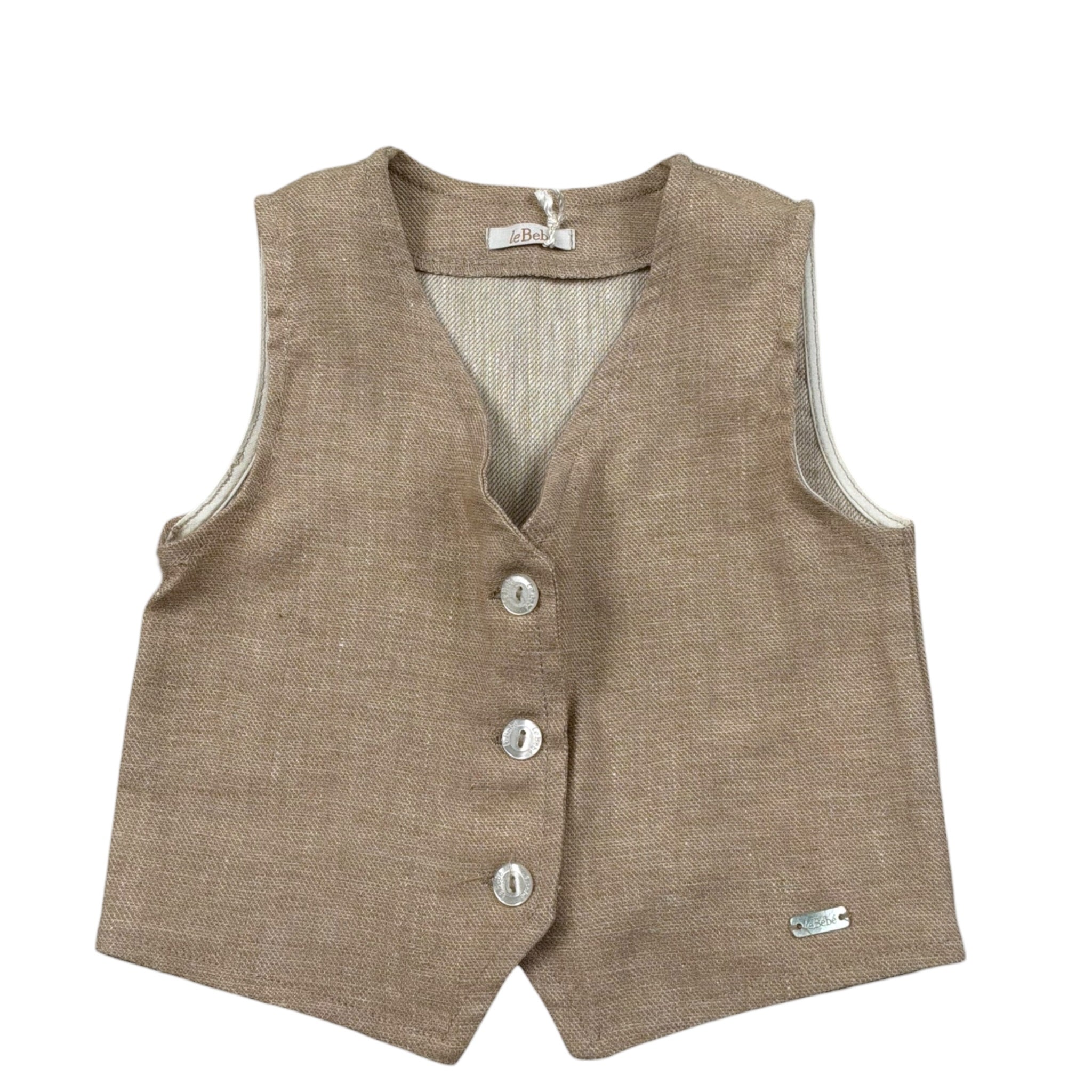 Le Bebe' Gilet tinta unita con Logo Sabbia per Neonato LBB4064 SABBIA LE BEBE' 