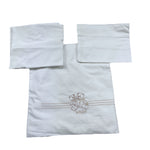 Le Bebe' Lenzuola Set 3 Pezzi Tinta Unita con Stampa per Neonato LBB4830 BIANCO LE BEBE' 