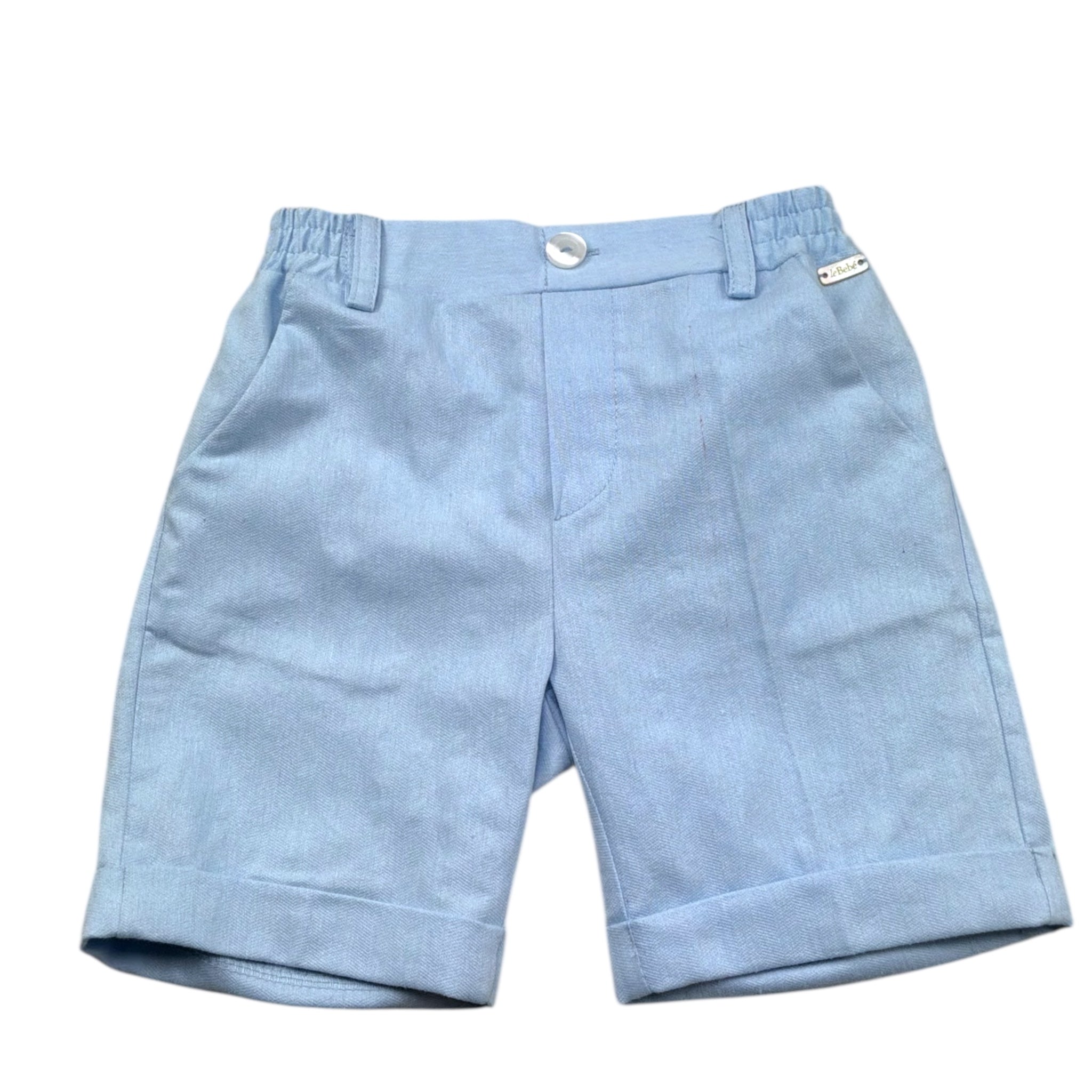 Le Bebe' Bermuda Tinta Unita con Elastico In Vita per Neonato LBB5350 AZZURRO LE BEBE' 