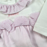 Le Bebe' Tutina Bicolore con Fantasia A Righe per Neonata LBG0549 BIANCO/ROSA LE BEBE' 