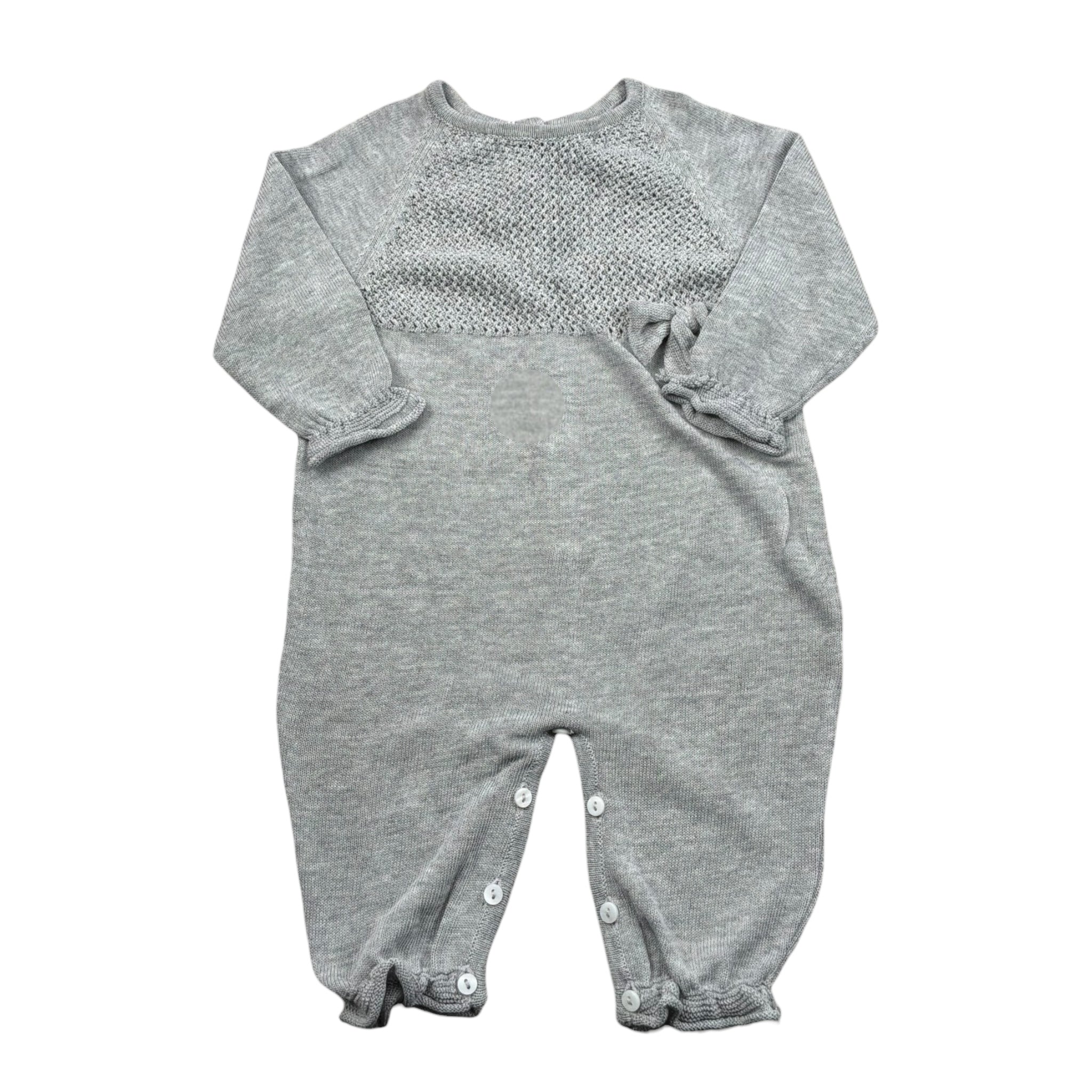 Le Coconne Tutina Tinta Unita con Applicazione Fiocco per Neonata LCN0586 GRIGIO LE COCONNE 