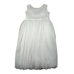 Les Gamins Abito Giromanica Tinta Unita con Tulle per Bambina 23101 BIANCO LES GAMINS 
