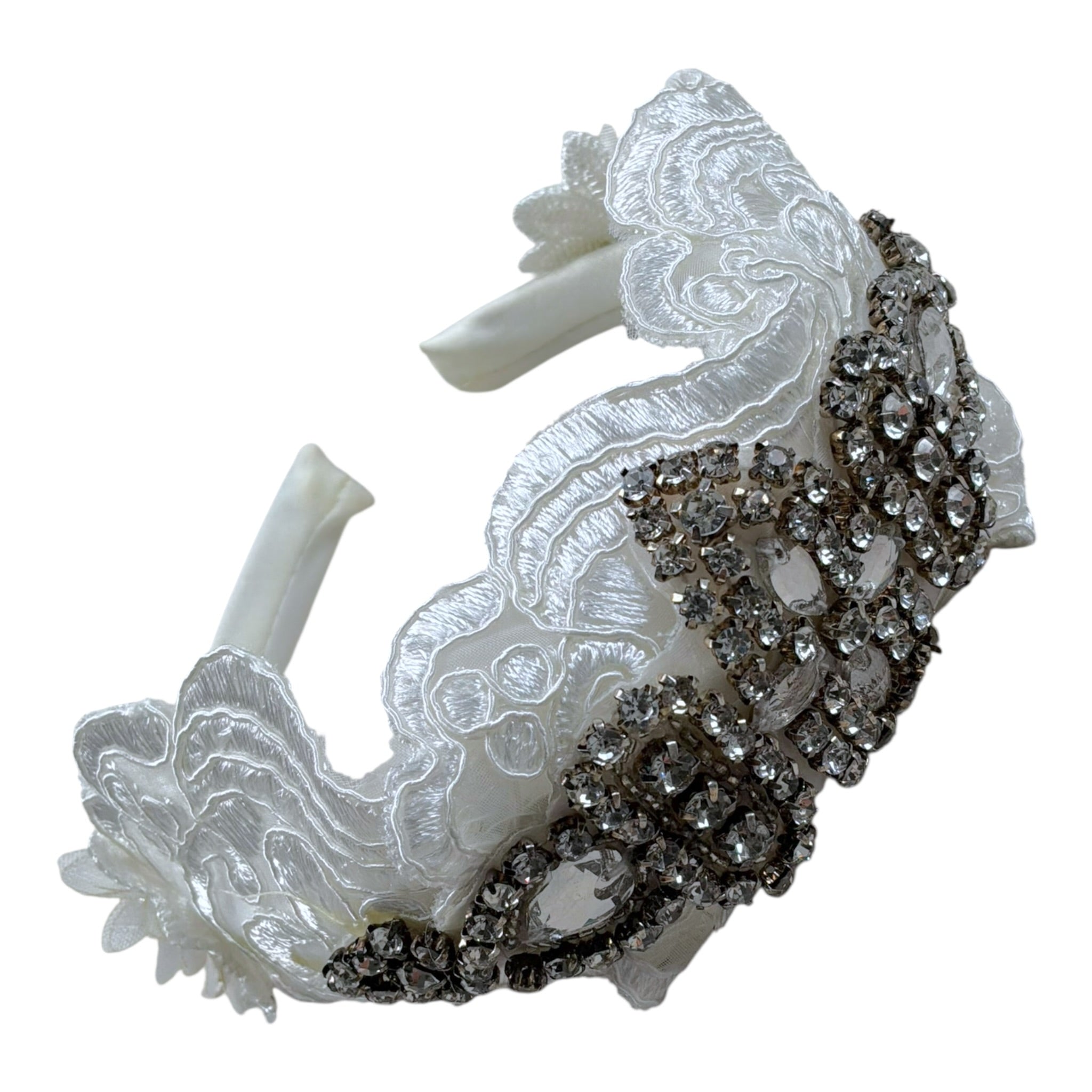 Les Gamins Cerchietto Tinta Unita con Brillantini per Bambina LG707014 BIANCO LES GAMINS 