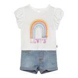 Levi'S Completo 2 Pezzi T-Shirt-Short In Denim per Neonata 1EH076 BIANCO LEVI'S 