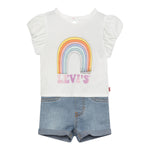 Levi'S Completo 2 Pezzi T-Shirt-Short In Denim per Bambina 1EH076J BIANCO LEVI'S 
