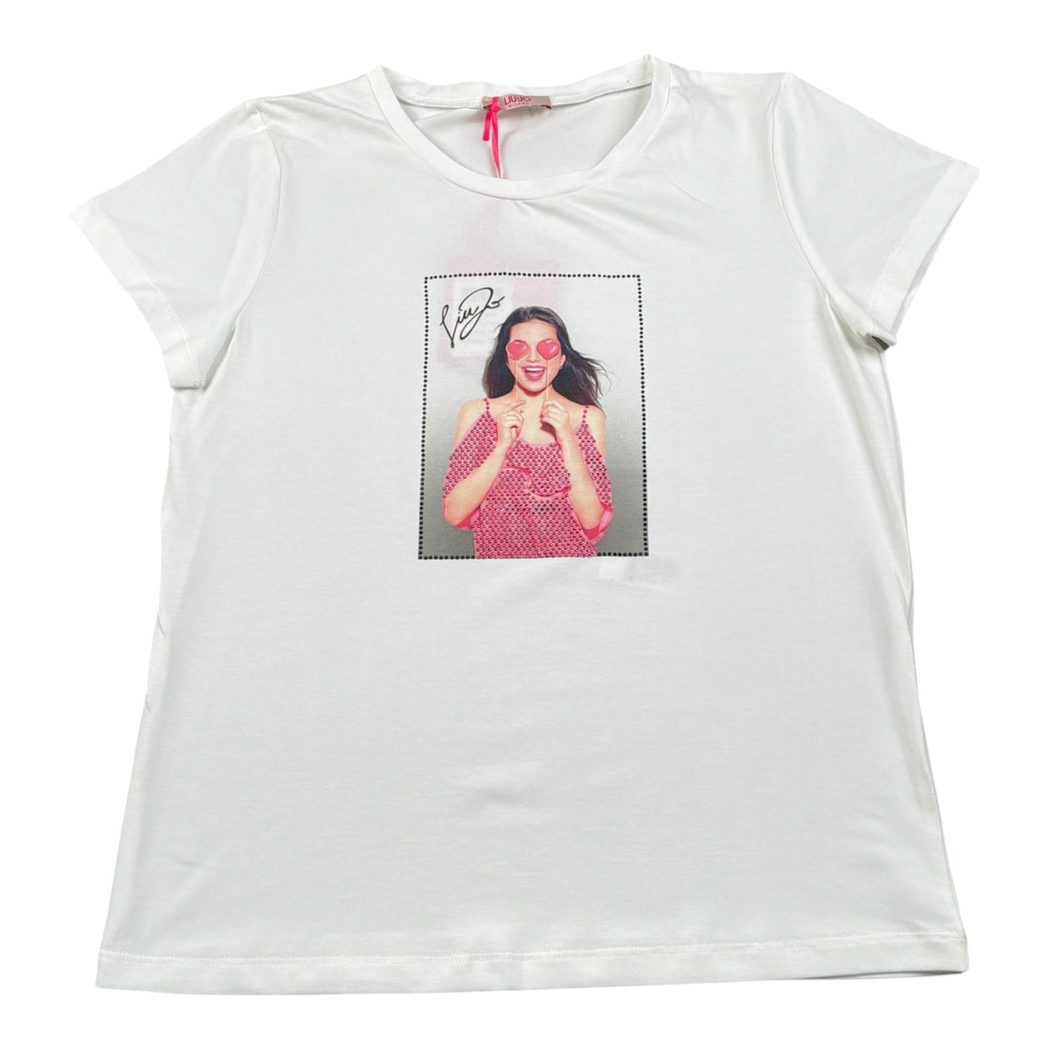Liu Jo T-Shirt Girocollo tinta unita con Stampa Bianco per Bambina GA4056 BIANCO LIU JO 
