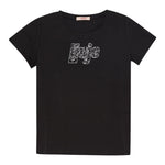 Liu Jo T-Shirt Girocollo Tinta Unita con Brillantini per Bambina GA5019X NERO LIU JO 
