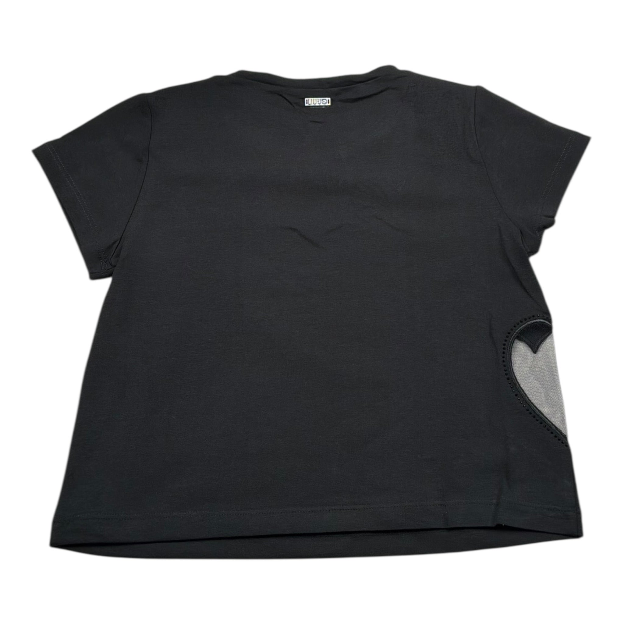 Liu Jo T-Shirt Girocollo Tinta Unita con Applicazione per Bambina GA5067XXXX NERO LIU JO 