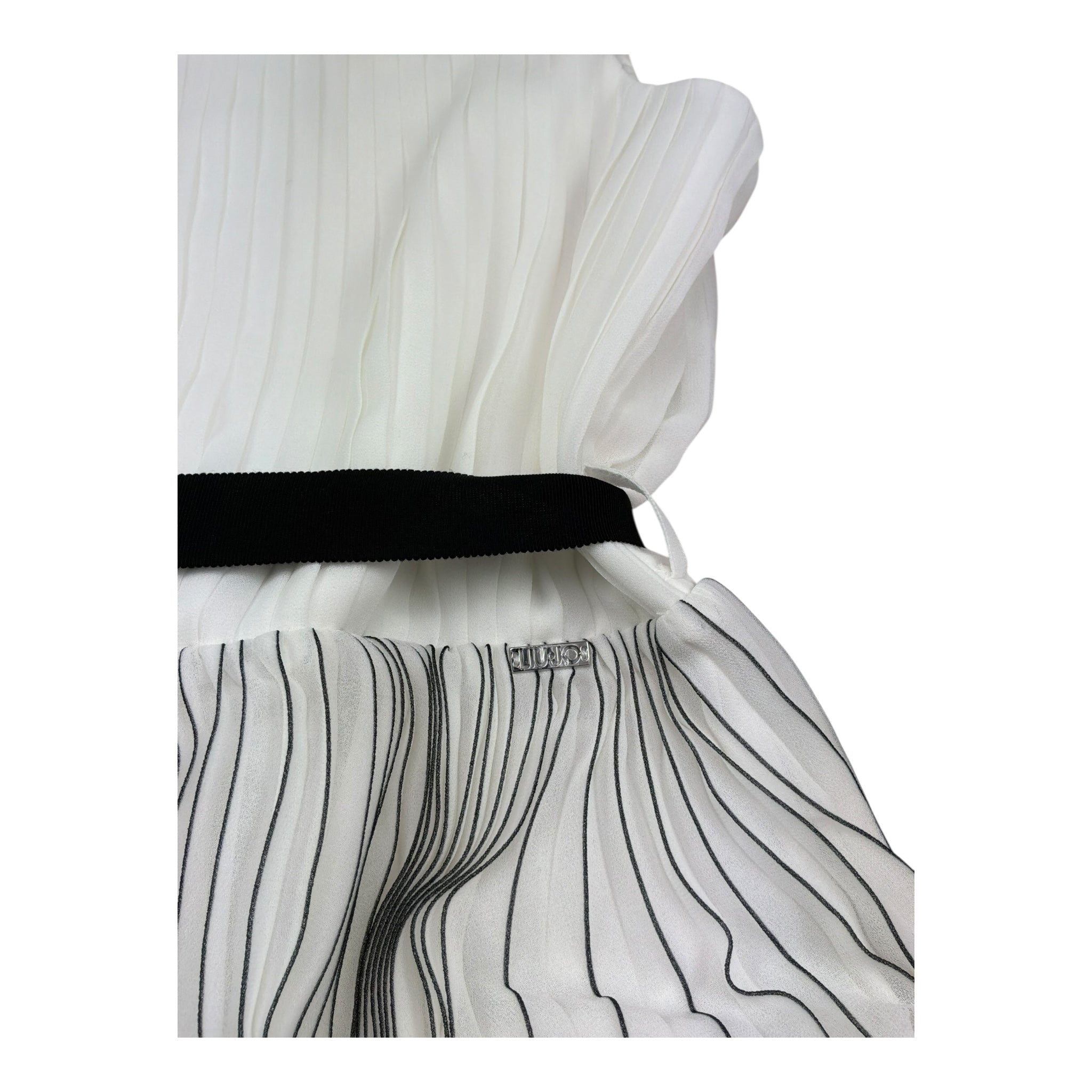 Liu Jo Abito Tinta Unita con Cintura E Fantasia A Righe per Bambina GA5070X BIANCO LIU JO 