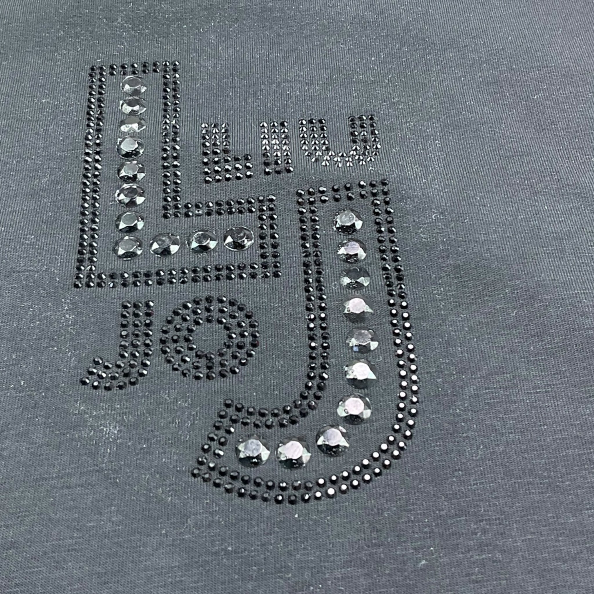 Liu Jo T-Shirt Girocollo Tinta Unita con Brillantini per Bambina GA5119 NERO LIU JO 