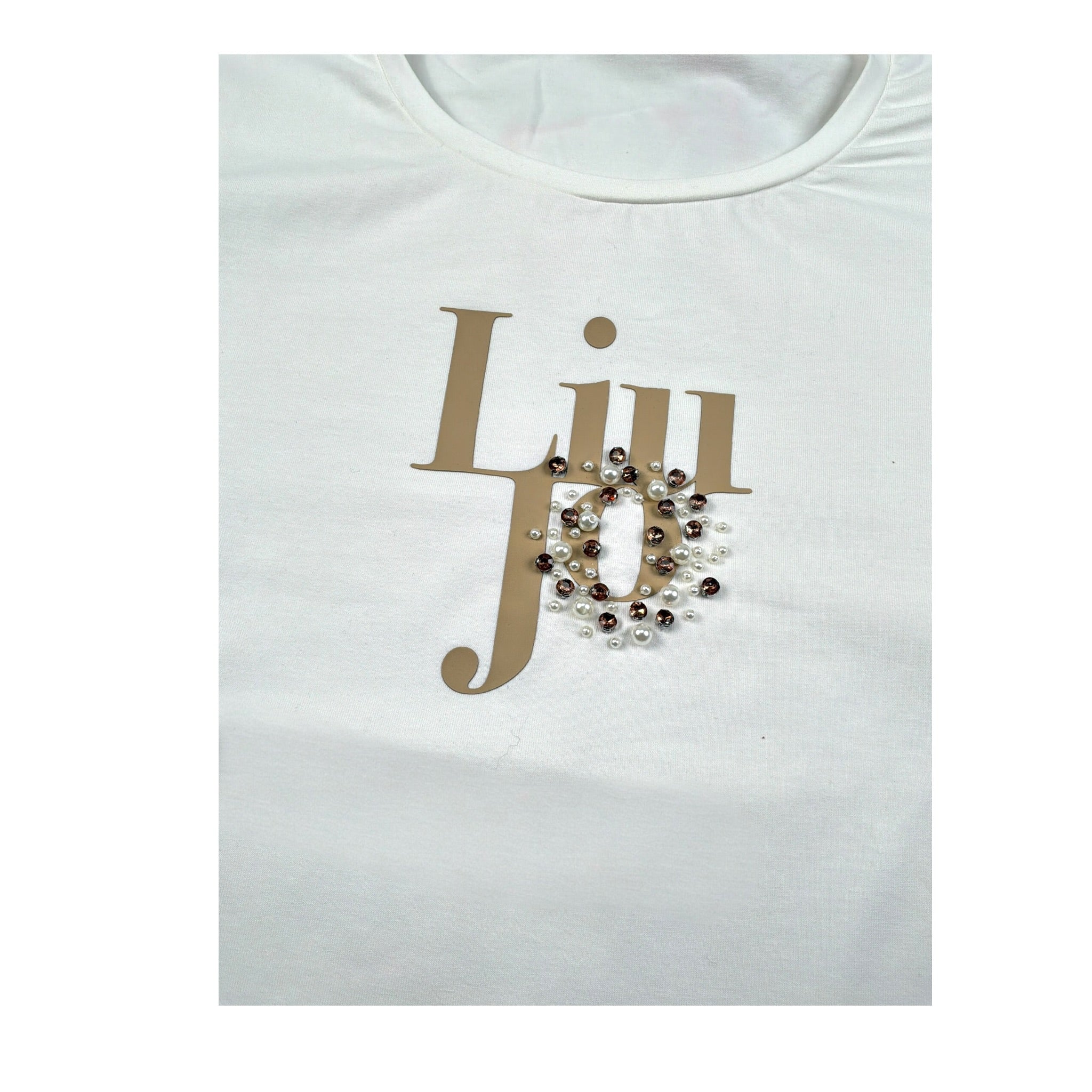 Liu Jo Shirt Girocollo tinta unita con Brillantini Bianco per Bambina GF5108 BIANCO LIU JO 