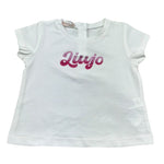 Liu Jo T-Shirt Girocollo Tinta Unita con Brillantini per Neonata HA5037 BIANCO LIU JO 