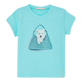 Liu Jo T-Shirt Girocollo Tinta Unita con Stampa per Bambina KA4134 VERDE ACQUA LIU JO 
