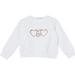 Liu Jo Felpa Chiusa Girocollo Tinta Unita con Logo per Neonata KA5014 BIANCO LIU JO 