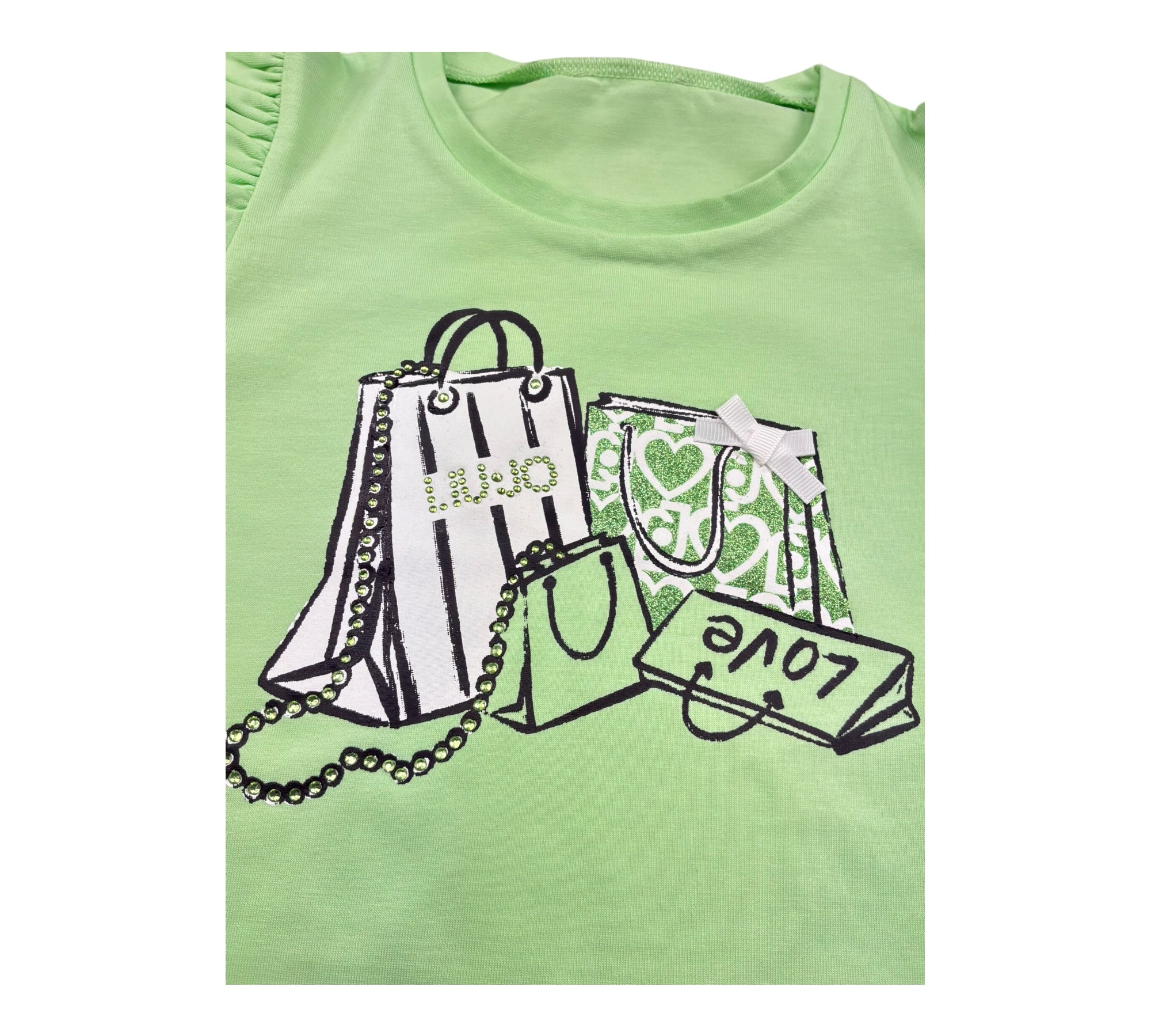 Liu Jo Abito Tinta Unita con Brillantini per Bambina KA5037J5003J VERDE LIU JO 