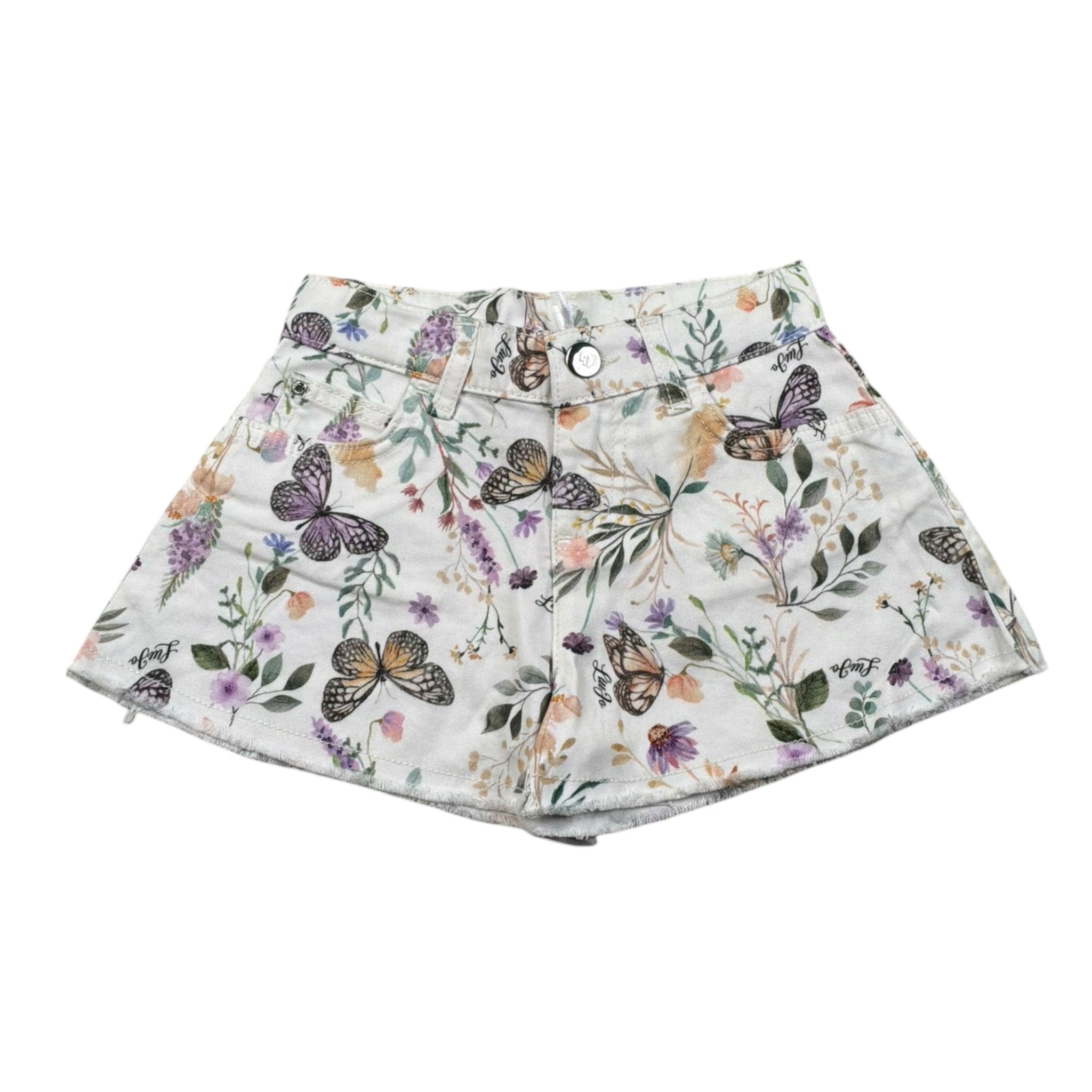 Liu Jo Short Tinta Unita con Stampa Fiori per Bambina KA5060 BIANCO LIU JO 