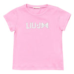 Liu Jo T-Shirt Girocollo Tinta Unita con Brillantini per Bambina KA5081X ROSA LIU JO 