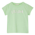 Liu Jo T-Shirt Girocollo Tinta Unita con Brillantini per Bambina KA5081X VERDE LIU JO 