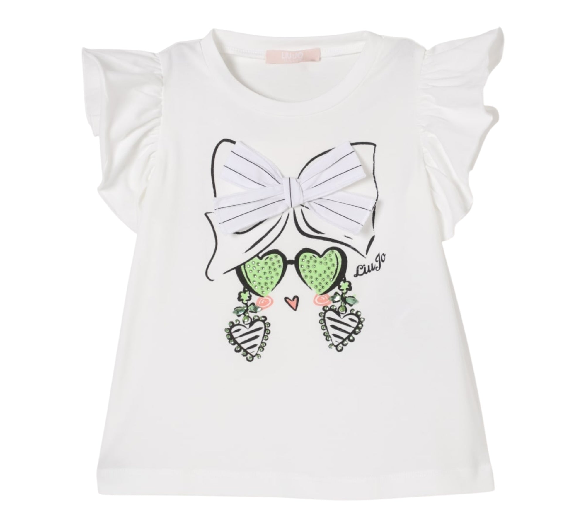 Liu Jo T-Shirt Girocollo Tinta Unita con Stampe per Neonata KA5084N BIANCO LIU JO 