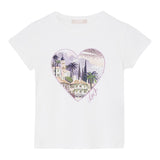 Liu Jo T-Shirt Girocollo Tinta Unita con Stampa E Brillantini per Bambina KA5093JXX BIANCO LIU JO 