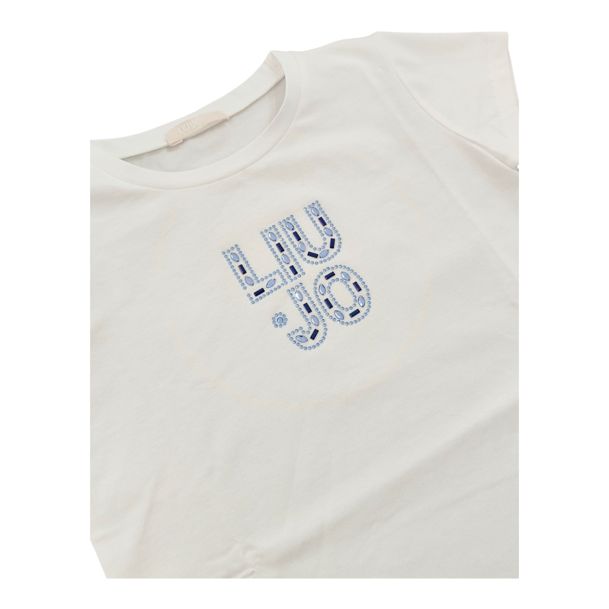 Liu Jo T-Shirt Girocollo Tinta Unita con Brillantini per Neonata KA5094X BIANCO LIU JO 