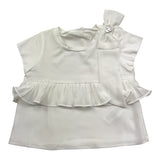 Liu Jo T-Shirt Tinta Unita Girocollo con Tulle per Neonata KA5134 BIANCO LIU JO 