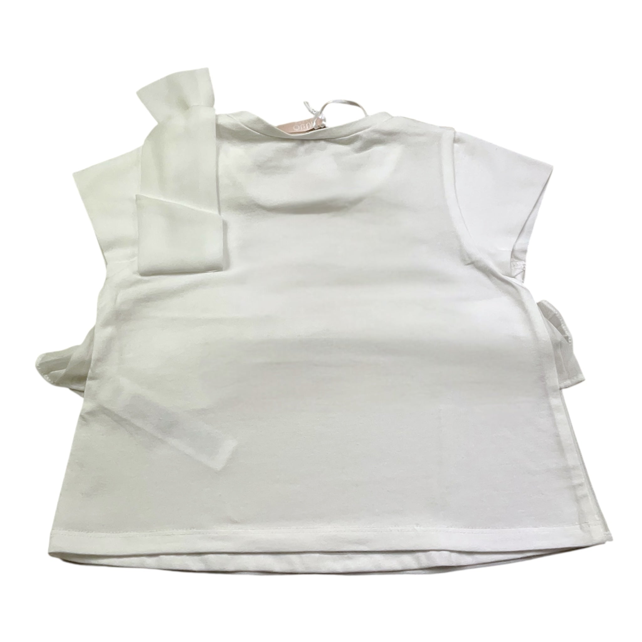 Liu Jo T-Shirt Tinta Unita Girocollo con Tulle per Neonata KA5134 BIANCO LIU JO 