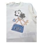 Liu Jo Shirt Girocollo tinta unita con Brillantini Bianco per Bambina KF5076J0088J BIANCO LIU JO 
