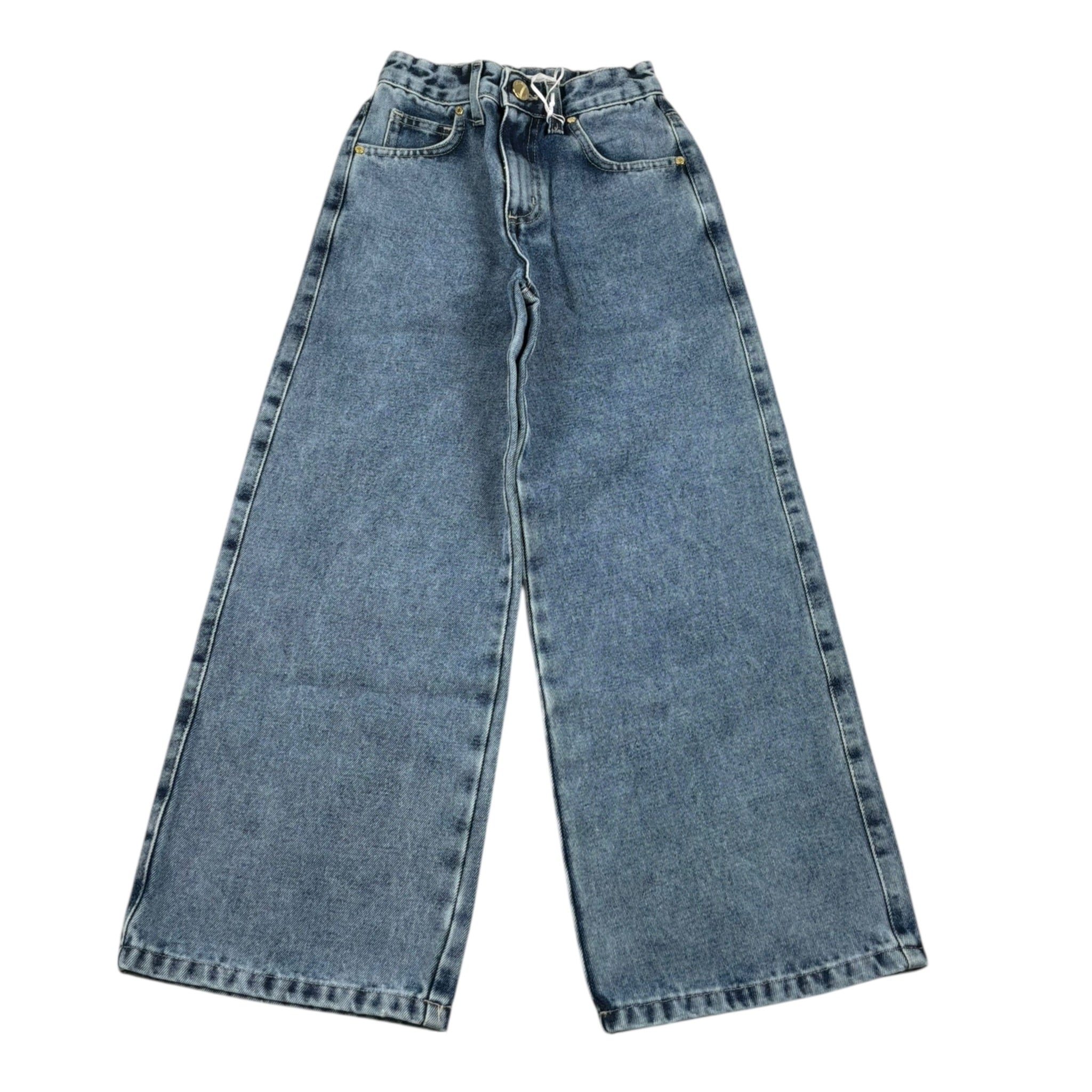 Lu Lu By Miss Grant Jeans tinta unita Modello A Palazzo Azzurro per Bambina LL3118 AZZURRO LU LU BY MISS GRANT 
