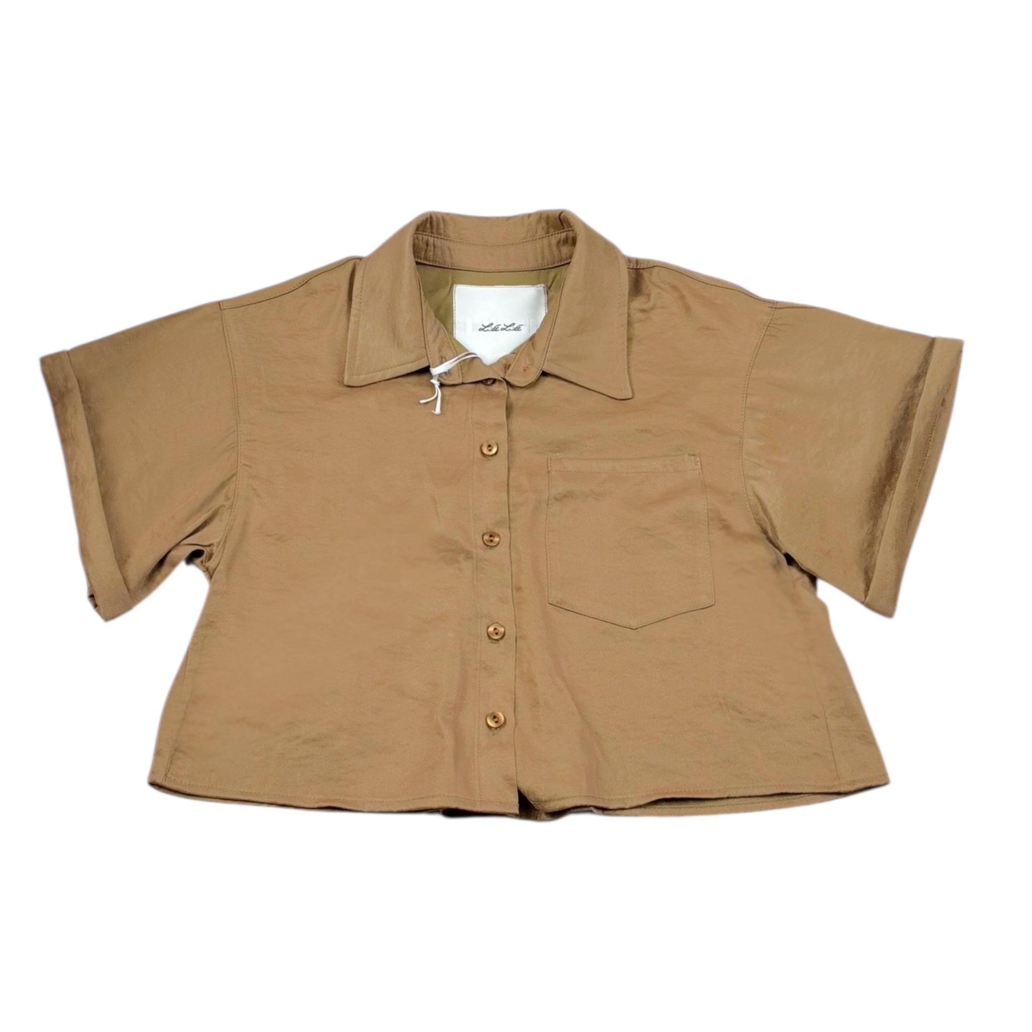 Lu Lu By Miss Grant Camicia Mezza Manica Tinta Unita Crop per Bambina LL3447 BISCOTTO LU LU BY MISS GRANT 