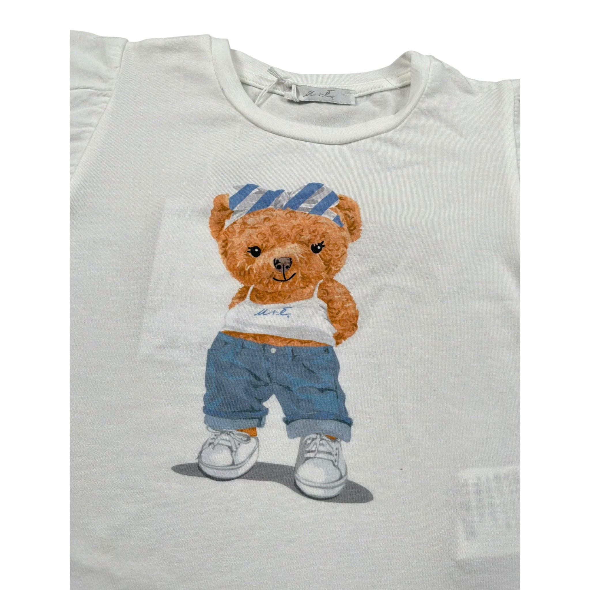 M+E' T-Shirt Girocollo tinta unita con Stampa Bianco per Bambina UE1276J BIANCO M+E' 