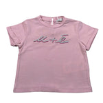 M+E' T-Shirt Girocollo tinta unita con Stampa Rosa per Bambina UE1405J ROSA M+E' 