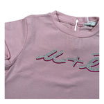 M+E' T-Shirt Girocollo tinta unita con Stampa Rosa per Bambina UE1405J ROSA M+E' 